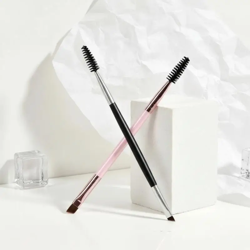 2 in 1 Eye Makeup Brush Waterproof Bristle Eyelash Brush & Angled Eyeliner Brush for Swimming & Outdoor Activities