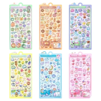 1 adet Rastgele Kawaii Şeker Hayalet Ekmek Damla 3D Kabartma Dergisi Dekoratif Çıkartmalar Scrapbooking Telefon Çıkartmaları Kırtasiye Etiket