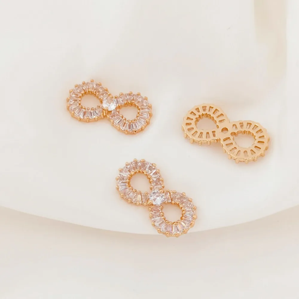 

14K Copper Plated Gold Set with Trapezoidal Zircon Twisted 8 Pendant Earring Diy Handmade Jewelry Accessory Material