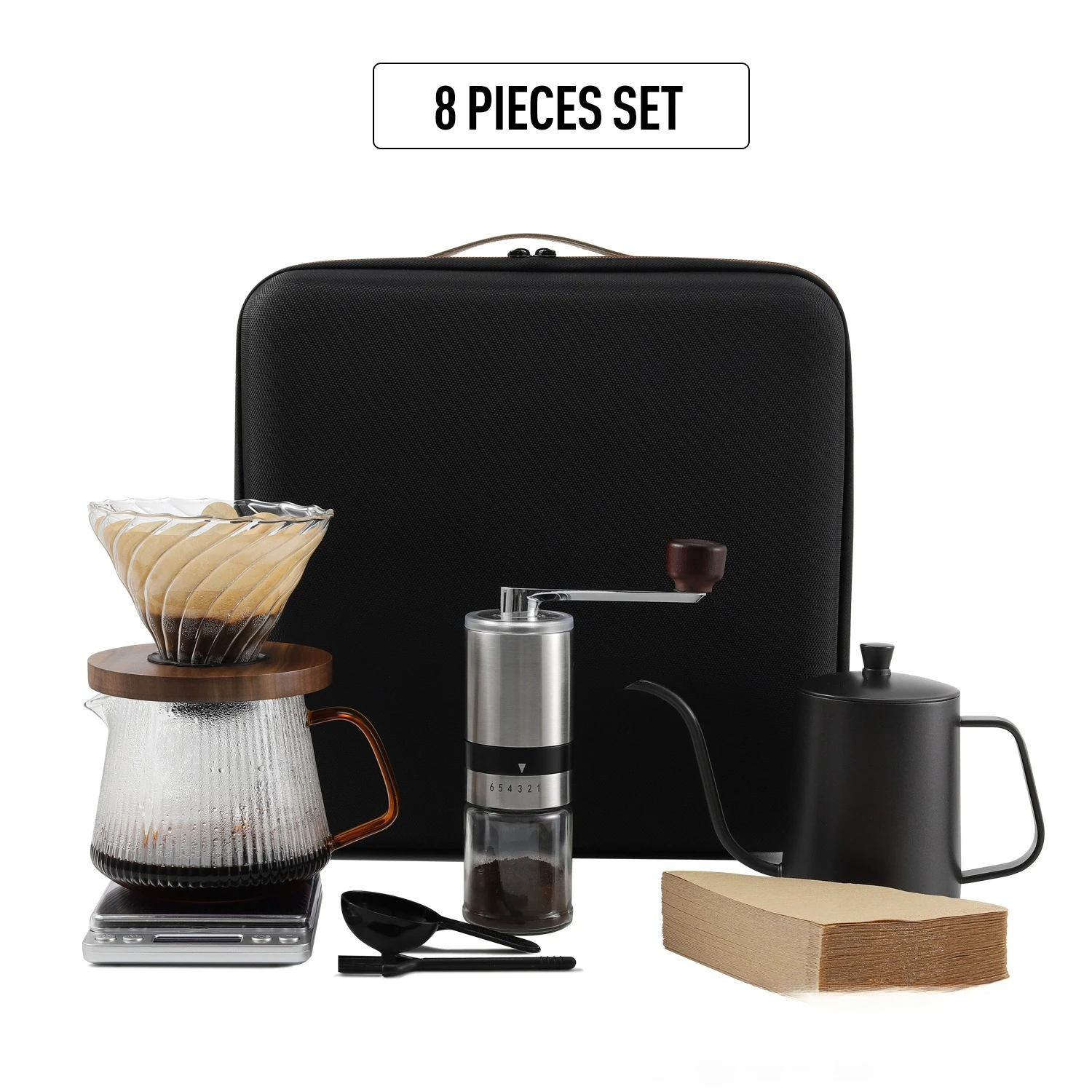 Portable Camping Coffee Gift Box Set Hand Brewed Coffee Maker Household Coffee Utensils Bean Grinder Sharing Pot Filter Cup
