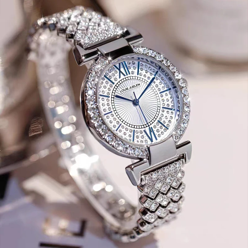 LOUIE JUELEN Fashion Women'S Quartz Watch Inlaid With Rhinestone Women's Bracelet Quartz Watch Inspired Accessory reloj mujer