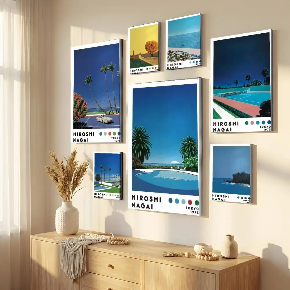 Retro Hiroshi Nagai Artwork Japanese Vaporwave 80s Framed Wall Painting Canvas Art Inner Waterproof Home Decor For Living Room