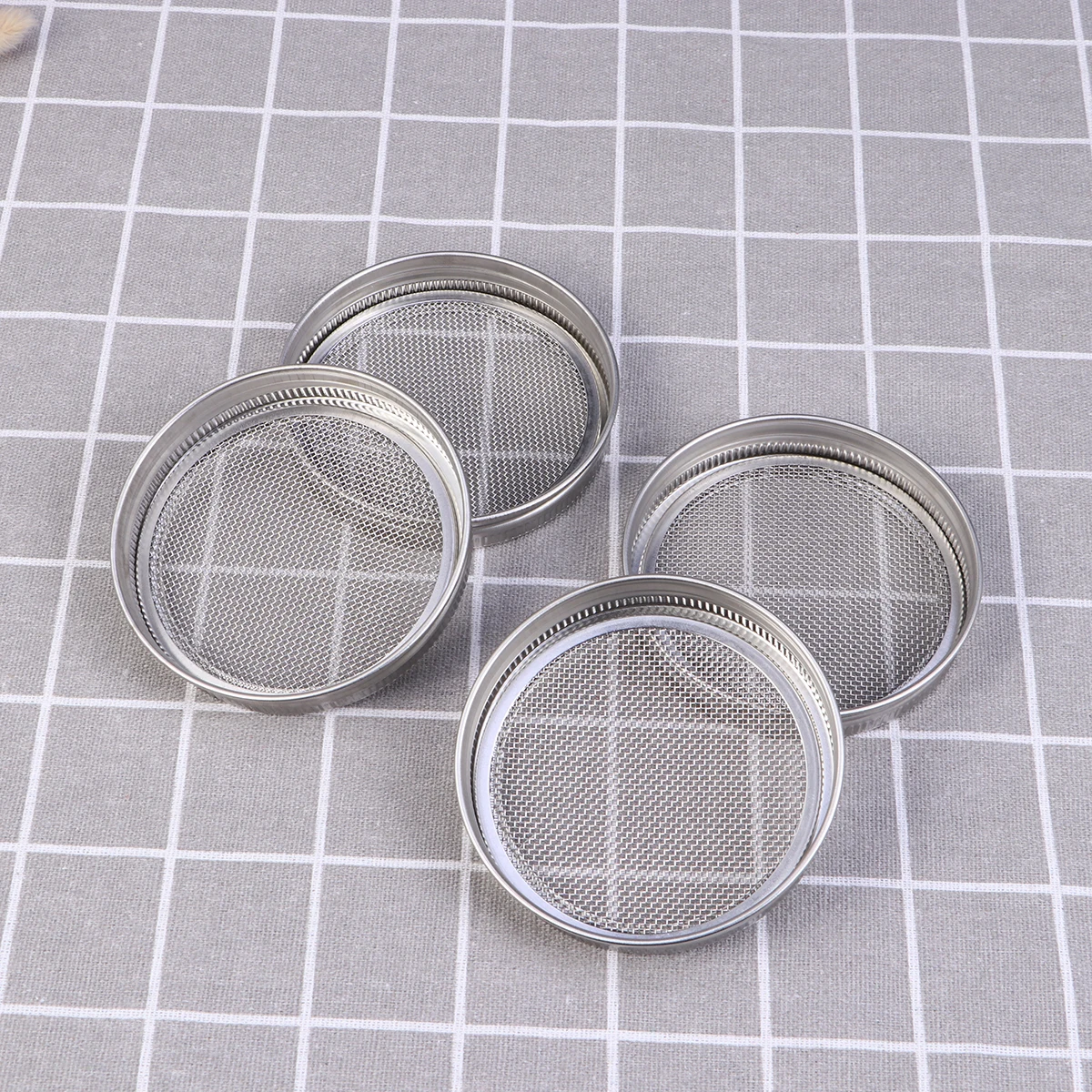 

4 pcs Stainless Steel Sprouting Lids Food Grade Sprout Lid For Organic Broccoli Lentil Bean Sprouts Sifting Soaking Straining
