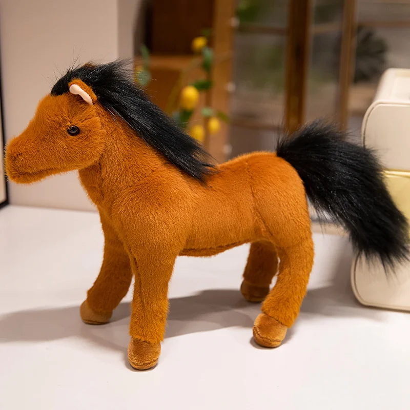 25 ซม.น่ารักชีวิตจริงม้าตุ๊กตาPlushตุ๊กตาสัตว์คุณภาพสูงSuperสมจริงPony Plushของเล่นคลาสสิกของขวัญวันเกิด