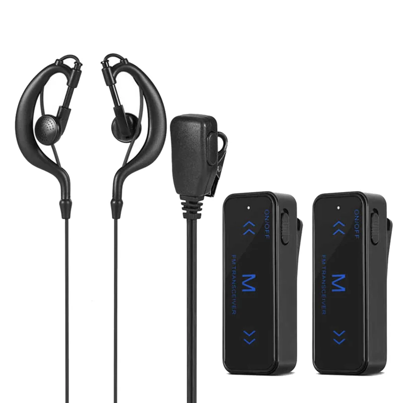 2 buah Headset Walkie Talkie Mini 400-470MHz, Headset 2-Way Radio 3W Transceiver Earpiece bertenaga USB