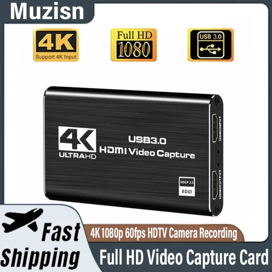 Tarjeta de captura de vídeo Full HD 4K 1080p 60fps caja de grabación de cámara HDTV Compatible con USB 3,0 PC grabador de transmisión en vivo