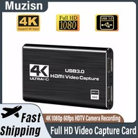 Full HD Video Capture Card 4K 1080p 60fps HDTV Camera Recording Box-Compatible with USB 3.0 PC Live Streaming Grabber Recorder