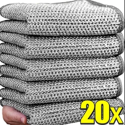 20/1pcs Thickened Steel Wire Cleaning Cloth Non-Scratch Double-layer Metal Wire Rags Dish Washing Cloths Kitchen Towel Rags