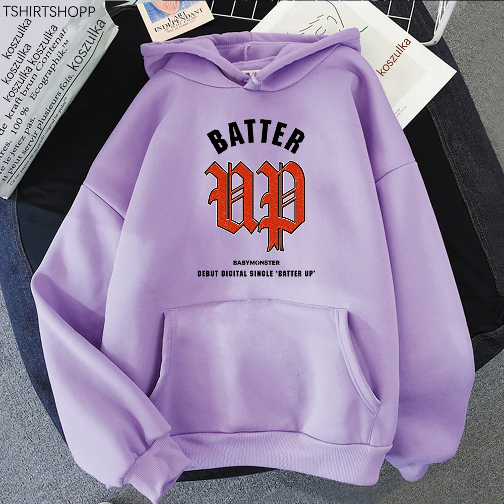 Babymonster Batter Up Hoodie 2024 Kawaii Women/men Harajuku Aesthetic Vintage Hoodies Funny Unisex Fleece Pullover Sweatshirt