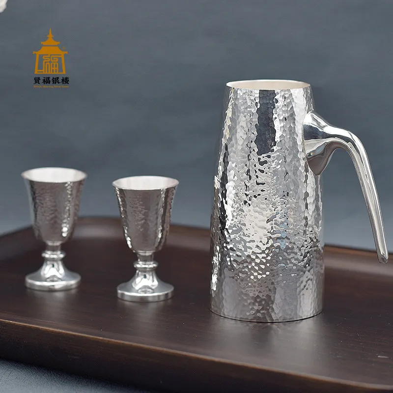 Suitable for SterlingSilver 999 Handmade SilverSplitter Edible SilverWine Utensils Set White Wine PotSilver Wine Glass Mug