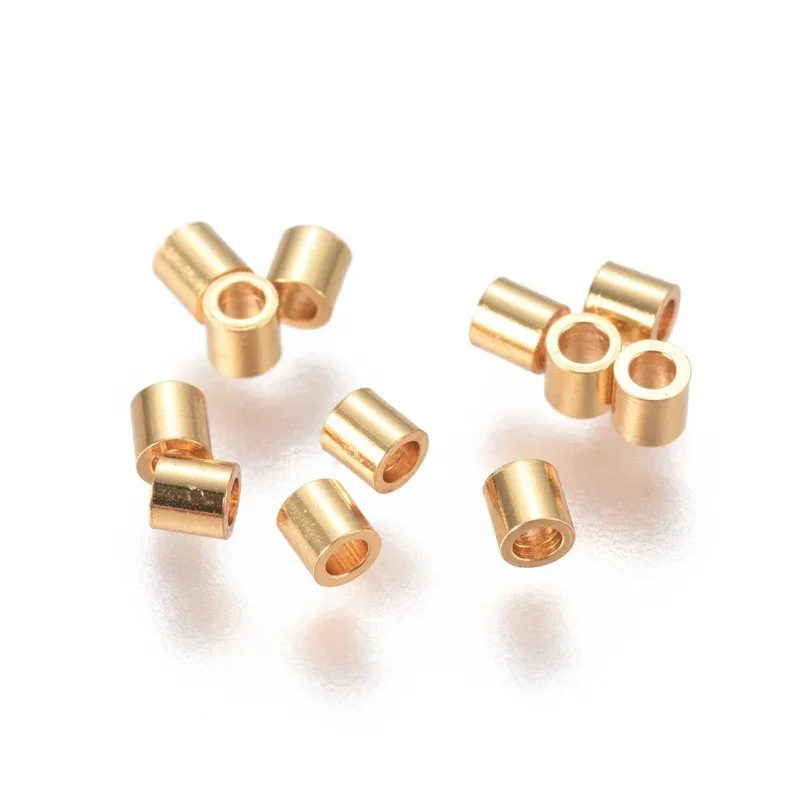 50pc Vacuum Plating 304 Stainless Steel Spacer Beads Column Golden 2x2mm Hole: 1mm