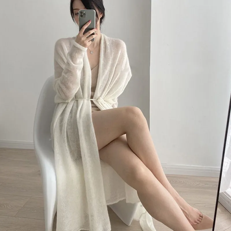 oversize long Cardigan summer for women 2023 long sleeve top sweaters korean styl coat knitted clothes long sleeve vintage