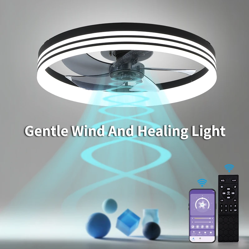 

Умный потолочный вентилятор с подсветкой, светодиодное приложение с регулируемой яркостью и дистанционным управлением, простой потолочный вентилятор, светильник для спальни, кабинета, столовой, люстра