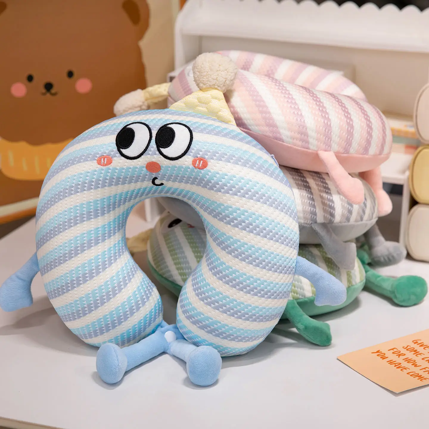 

Cute Dopamine U-Shape Neck Pillow Home Office Decor Gift Anti-Slip Bottom Sofa Bed Cushion Soft Machine Washable