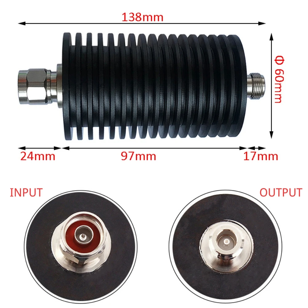 DC-3Ghz/4GHz 100W N-JK Coaxial Attenuator N Type Connector 1db, 3db, 5db,6db,10db, 15db, 20db, 30db,40db,50db,60db