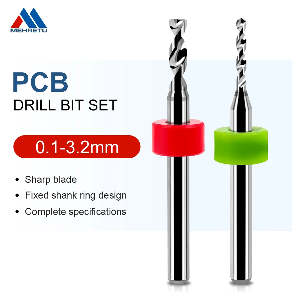 

MEHRETU 10Pcs Carbide PCB Drill Bits Set 3.175mm Shank Mini CNC Twist Drilling Bit Dimeter 0.1 to 3.2mm For Print Circuit Board