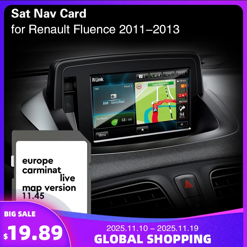 

Carminat Live 11.45 for Renualt Fluence 2011 2012 2013 8GB Memory Card Sat Nav Cover Europe Germany Map SD Card