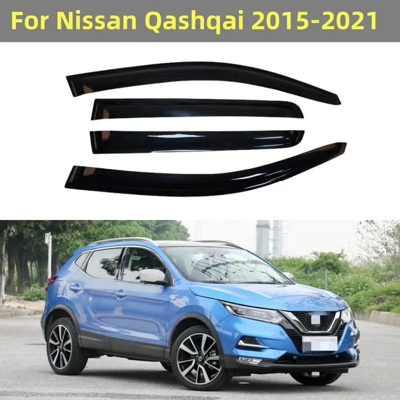 For Nissan Qashqai 2015- 2020 2021 Car Window Visor Deflector Sun Rain Guard Awnings Shelters Adhesive Cover Trim Weathershields