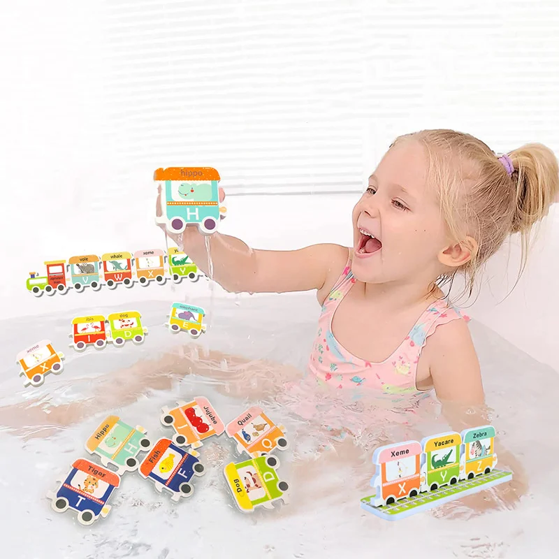 Bath Toys Baby Fun Foam Alphabet Train Animals Toy for Cognitive floating Children's Educational interactive toy