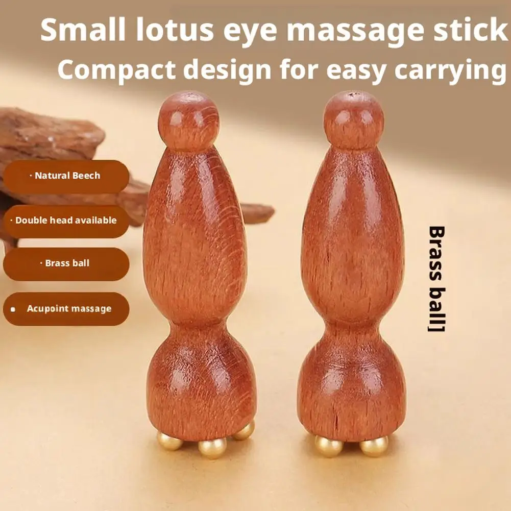 Lotus Pod Eye Massager Roller 5 Teeth Wooden Eye Scraping Tendon Stick Mini Face Massage Stick for Relieve Facial Fatigue