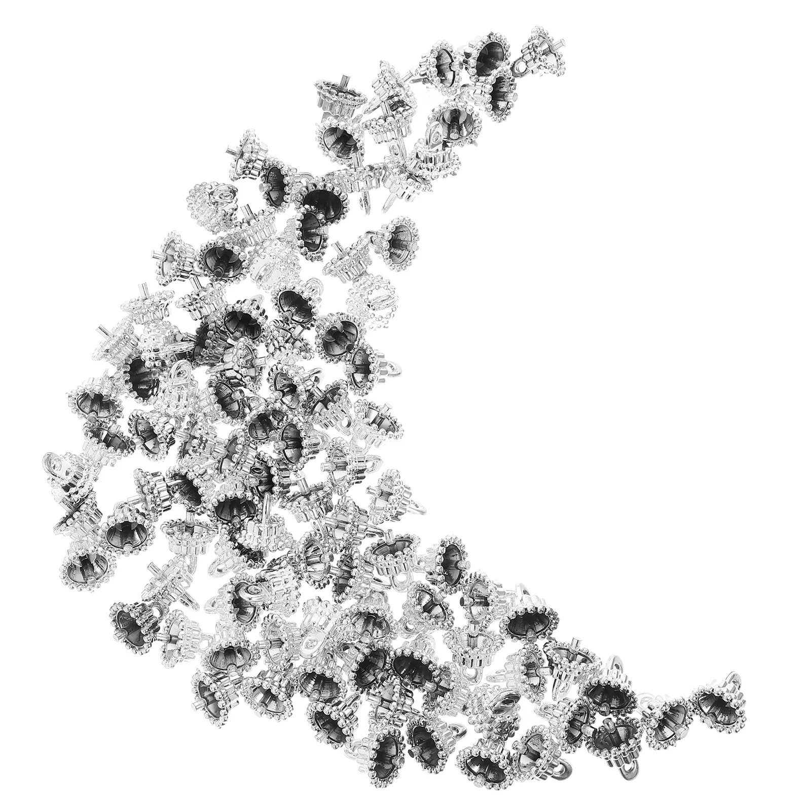 

100Pcs Christmas Ornament Caps Silver Round Plastic for Xmas Tree Decor DIY Crafts Replacement Hangers Ornament Caps