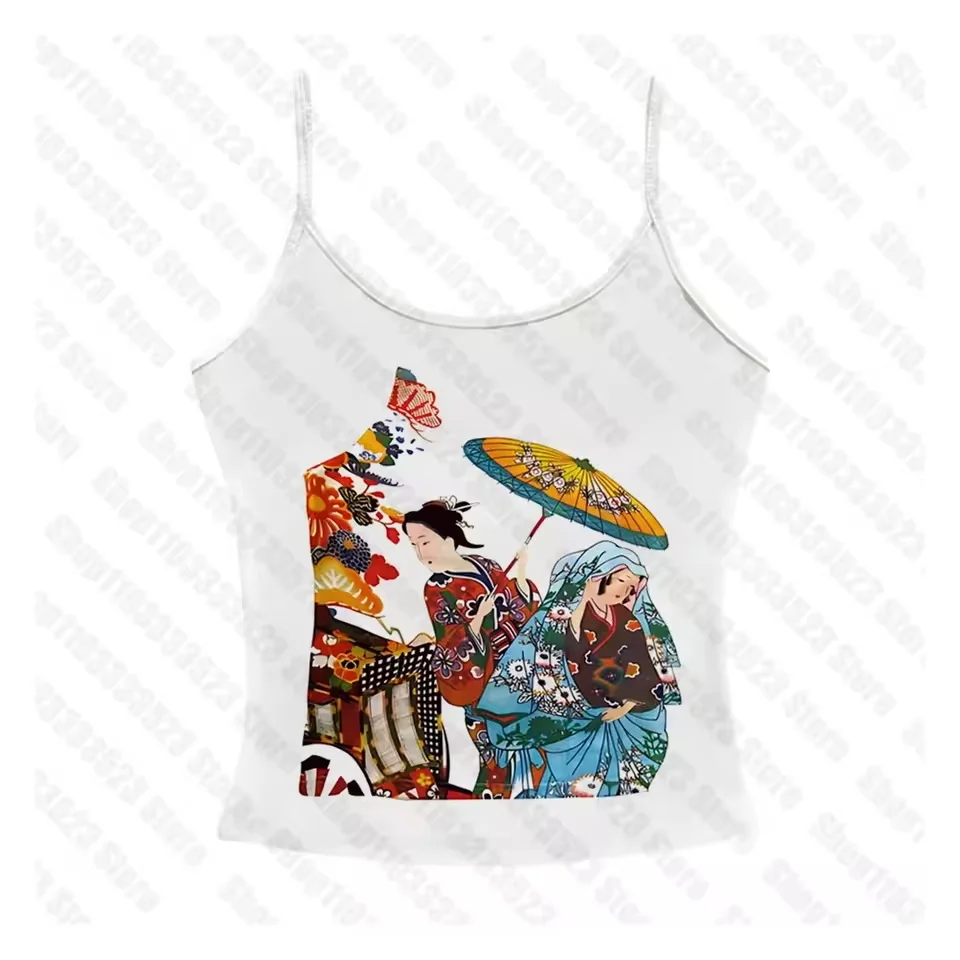 Top corto estilo gótico Retro Y2K Harajuku, camiseta sin mangas con estampado gráfico, camisetas sin mangas de manga corta Grunge de estética Vintage, chaleco de calle para mujer