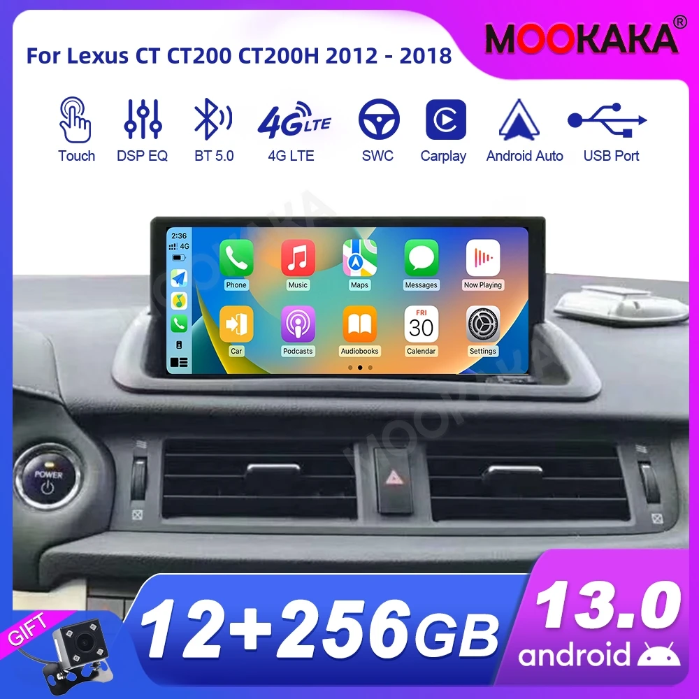 For Lexus CT CT200 CT200H 2012 - 2018 Car Radio Multimedia Player Wireless Carplay Android Auto Autoradio Stereo GPS Navi Head