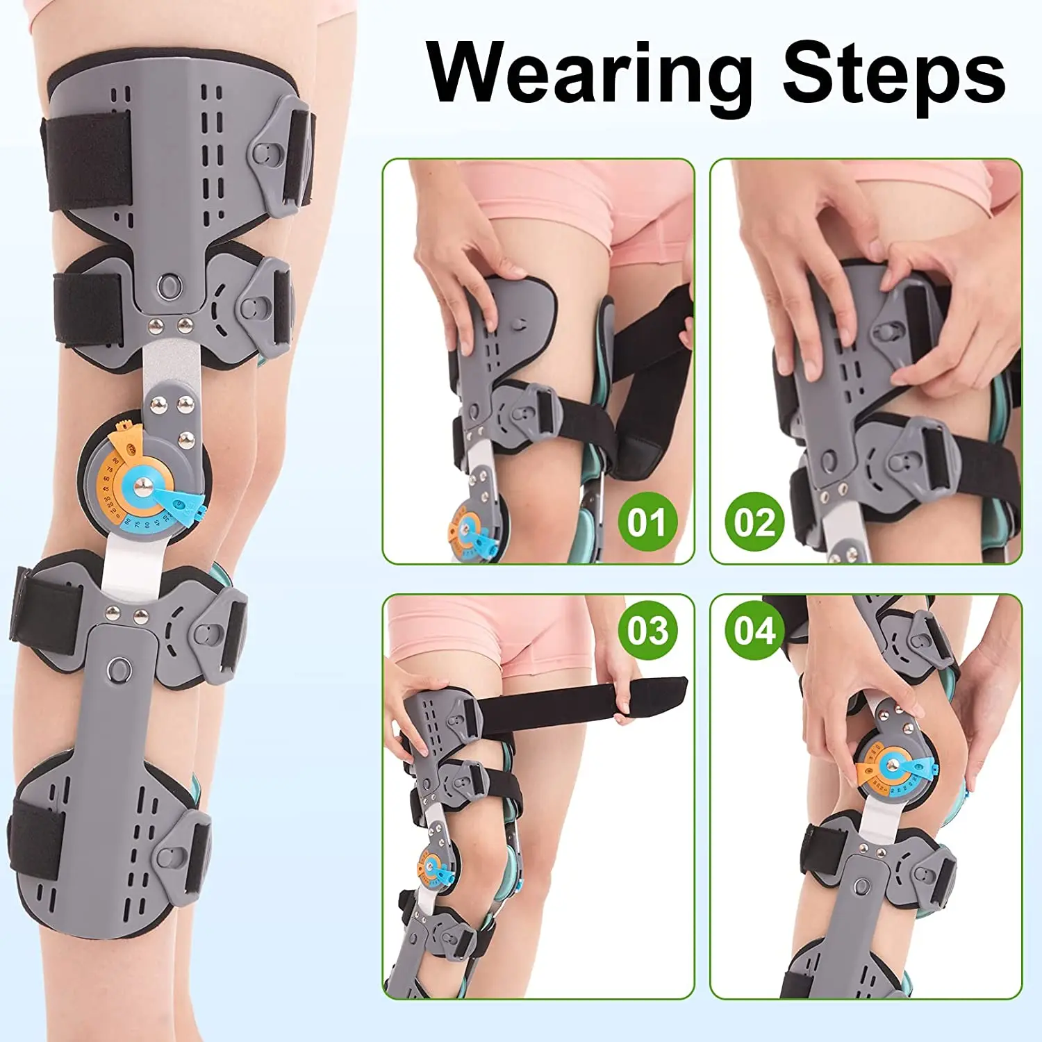 Hinged Knee Brace ROM Knee Immobilizer Brace Leg Braces Orthopedic Patella Knee Brace Knee Immobilizer Brace Support Orthosis