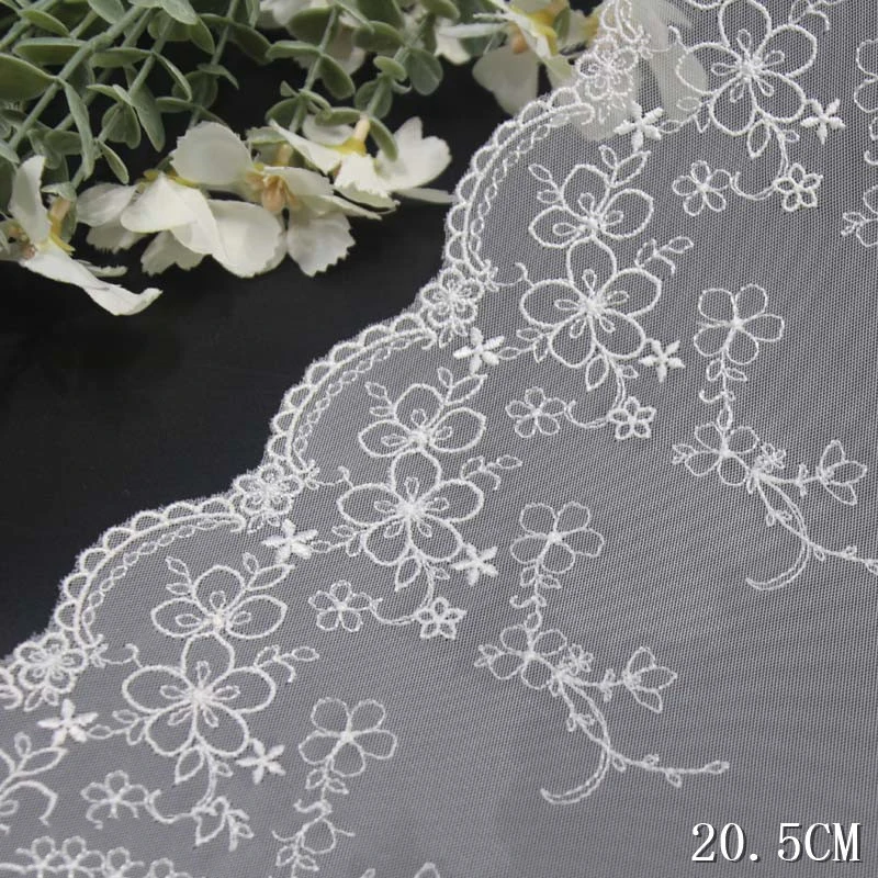 Imagem -02 - Floral Bordado Guarnições Lace Acessórios de Costura Pano Traje Lingerie Bra Cortinas Vestido 32 Jardas Branco