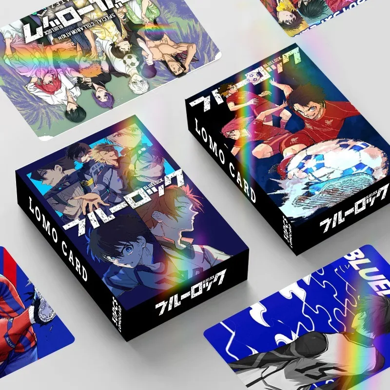 Cartoon Blue and Locks Series 30PCS Laser Flash Card Anime Character Creativity Double-sided HD Printing Boxed Greeting Card