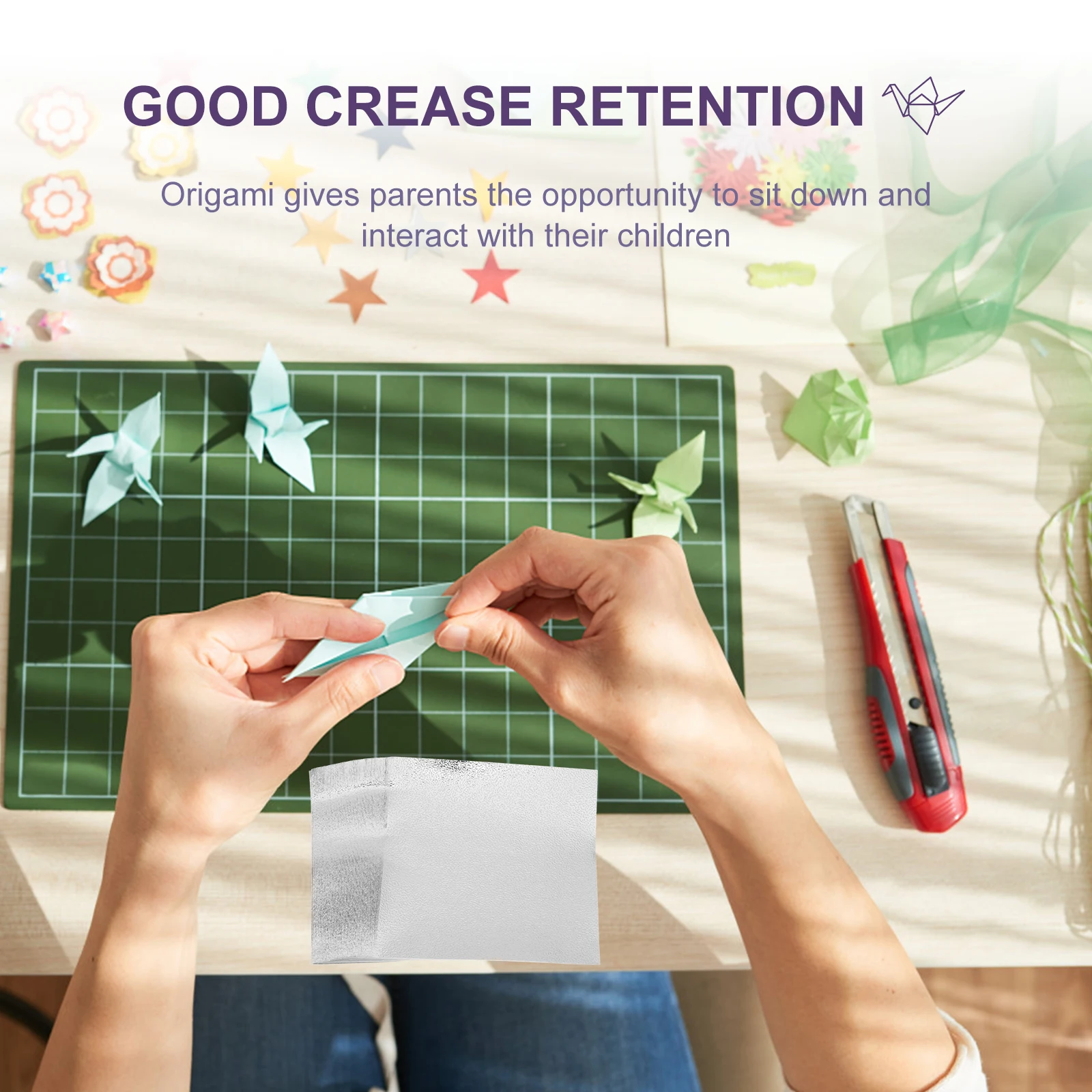 

100Pcs Handicraft Origami Paper Square Foldable DIY Craft Sheets for Parent Interaction Activity Set Origami Paper