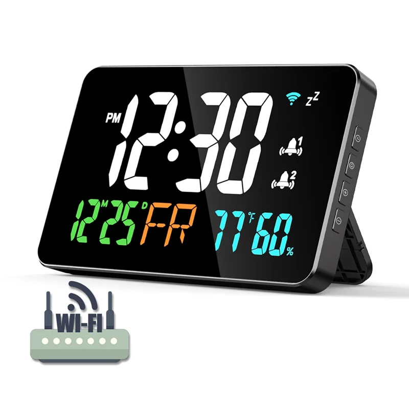A45U Wifi Desktop Clock Calendar Digital LED Display Intelligent Thermometer Smart Wall Clock Support WIFI Auto-Calibration Tool
