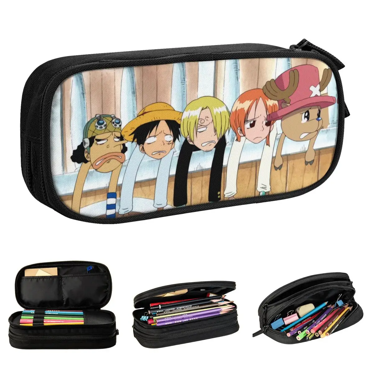 

Luffyed Zoros Choppers Anime Pencil Case Fun Pen Box Bag Kids Large Storage Students School Gifts Pencil Pouch