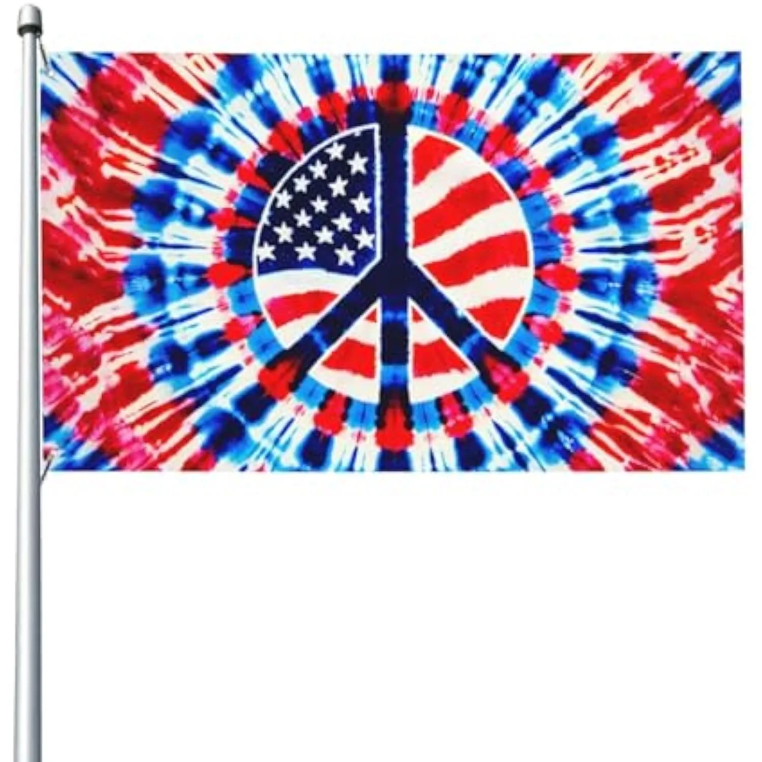 Peace Sign American Flag Tie Dye Flag 3x5 Ft And 4x6FT Hippie Yard Banner Indoor Outdoor Decoration