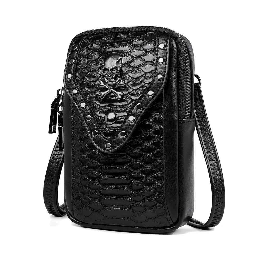 

New Skull Shoulder Bags women's bag rivets small square bag vintage gothic style vertical phone bag women's messenger bags C109