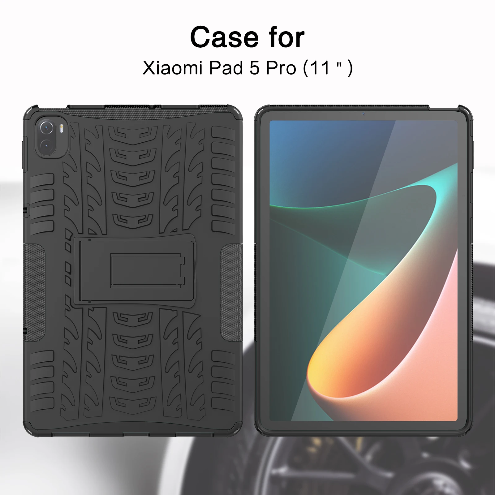 Tablet Cover For Xiaomi Pad 5 Pro Tire Pattern With Stand For Mi Pad 2 3 4 Shockproof Pc And Tpu Double Shell Case