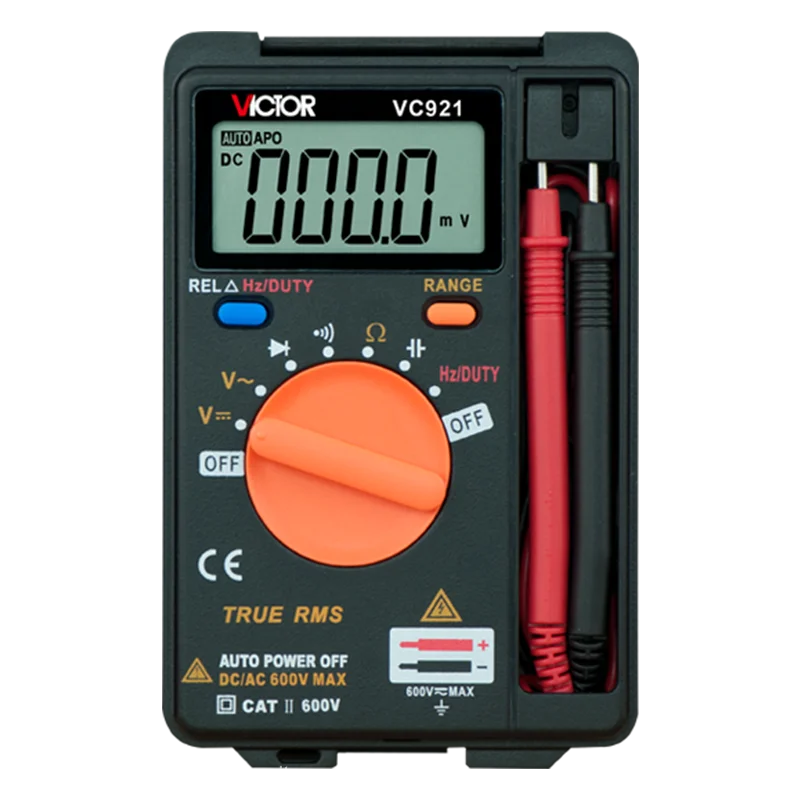 Victor Vc921 4000 Counsts Mini Palm Digitale Multi-Meter Spanningsweerstandscapaciteit Opvouwbare Multitro Elektrische Tester