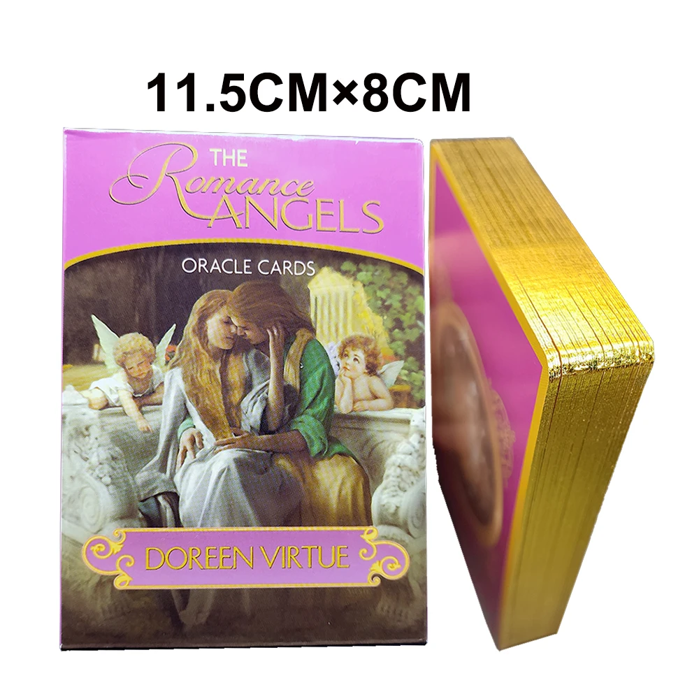 Large Size Sturdy Deck The Romance Angels Oracle Cards-A 44-Card Deck and Guidebook Gold Edge Oracle Cards By Doreen Virtue