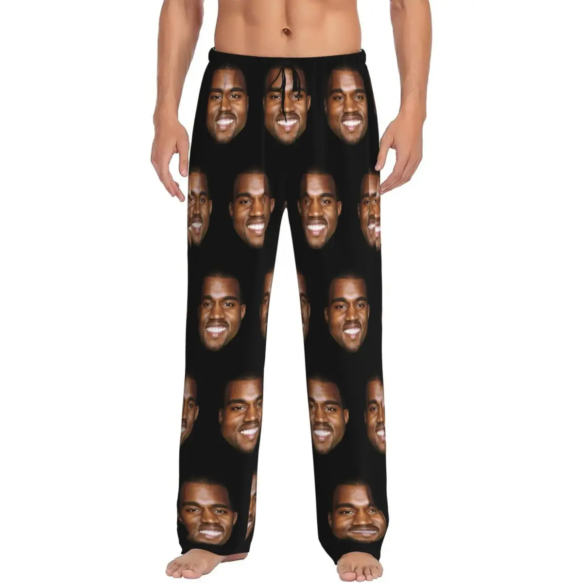 

Custom Kanye West Pajama Pants Sleepwear for Men Elastic Waistband Funny Face Sleep Lounge Bottoms with Pockets