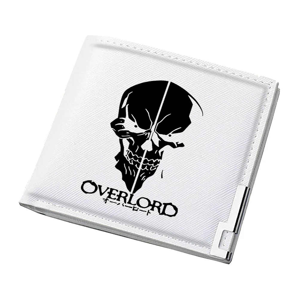 Overlord Anime Short Wallets Cartoon ID Card Holders Albedo Design White Slim PU Leather Purse Kawaii Small Money Pockets Bags