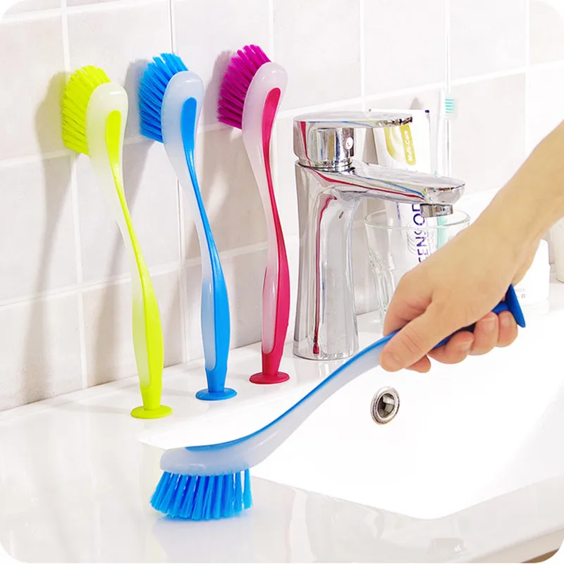 1pc Color Vertical Multifunctional Cleaning Brush Kitchen Dishwashing Brush Pot Brush Washing Brush Sink Cleaning Color Randomly