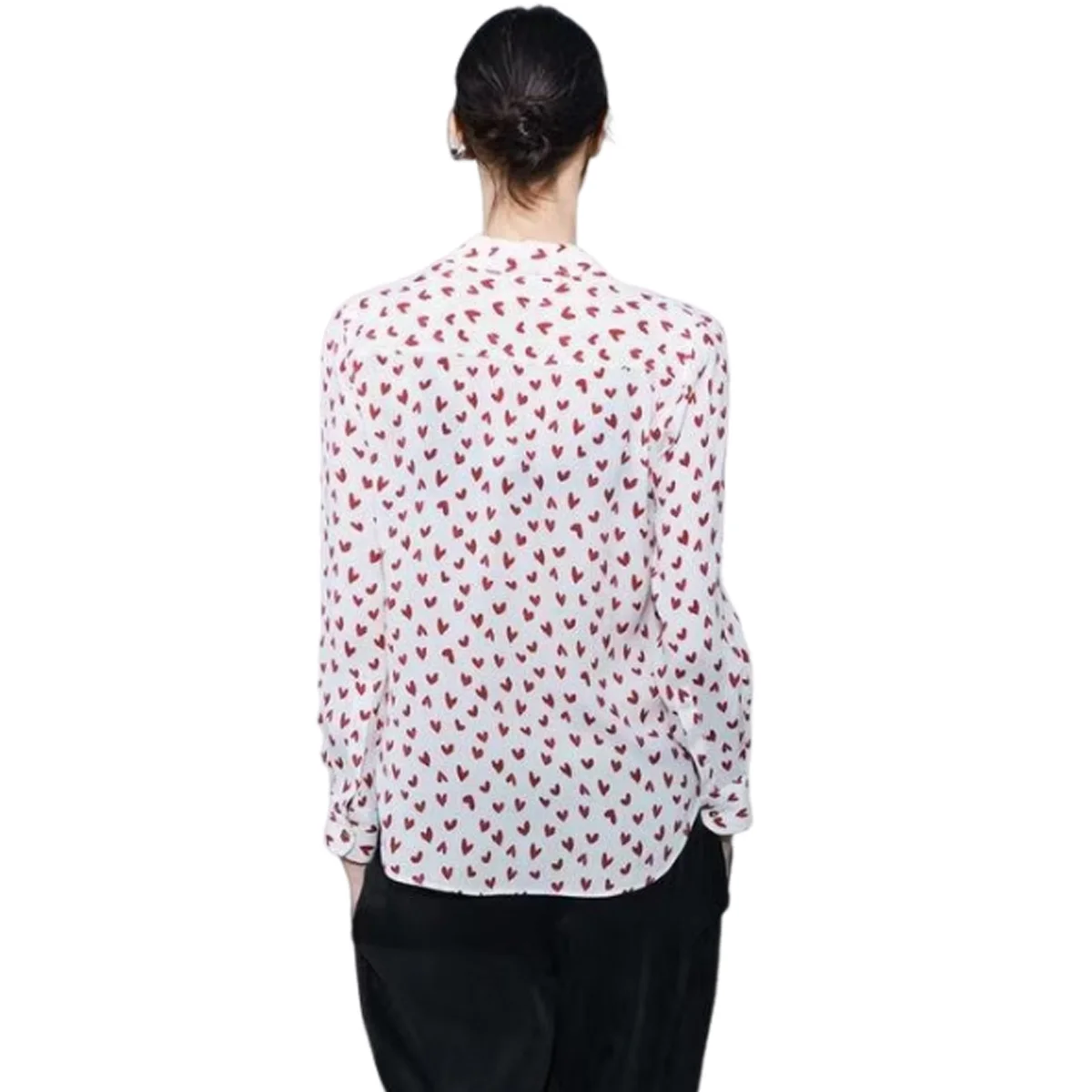 Printed Shirt for Women, Casual Commuting Style Sweet and New 2 Colors New Single Breasted Long Sleeved Top