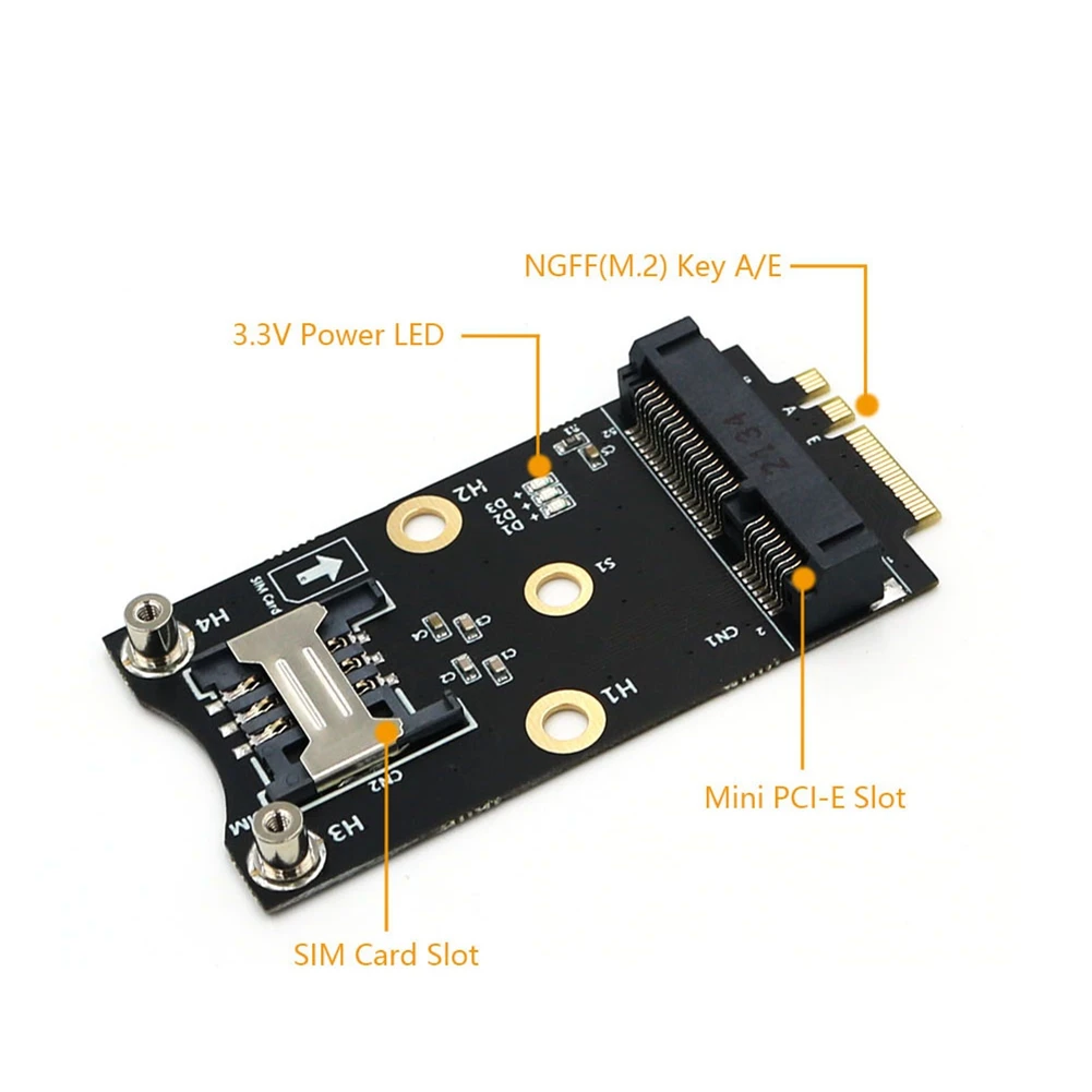 M.2 Wifi Adapter Mini PCIE การ์ดเครือข่ายไร้สาย M2 NGFF Key A + E Wifi Card Raiser พร้อมซิมการ์ดสล็อต