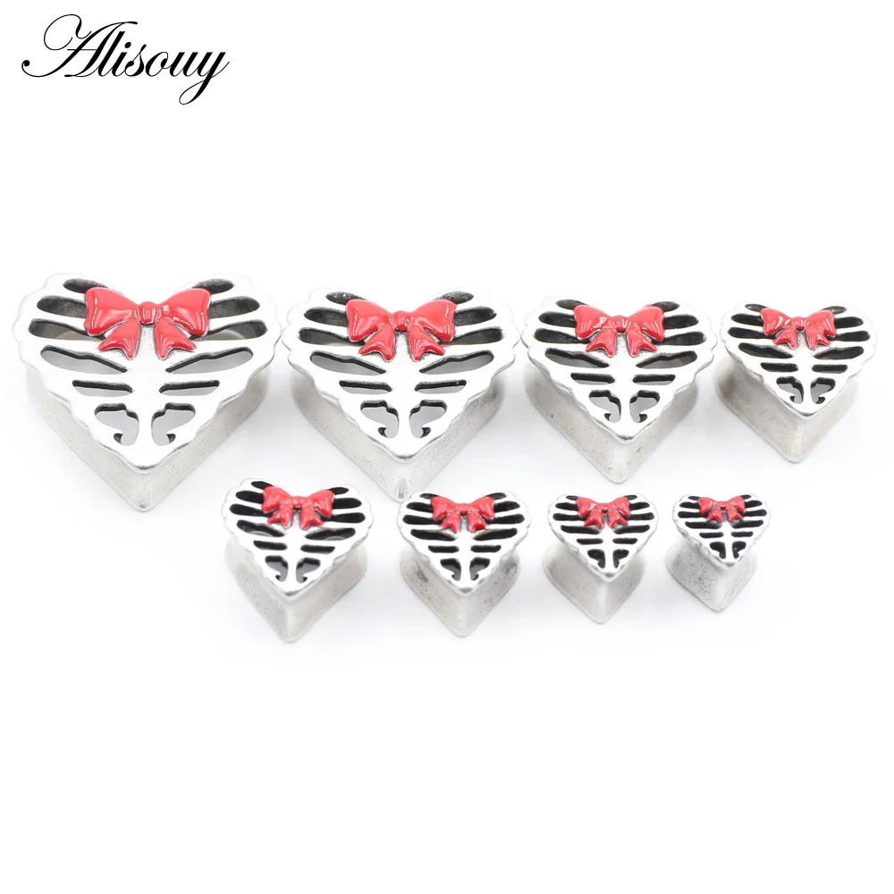 1 قطعة سبائك الصب الجوف القلب الحب القوس عقدة الأذن الأنفاق المقابس المتوسع نقالة مقاييس أقراط هيئة ثقب المجوهرات #5