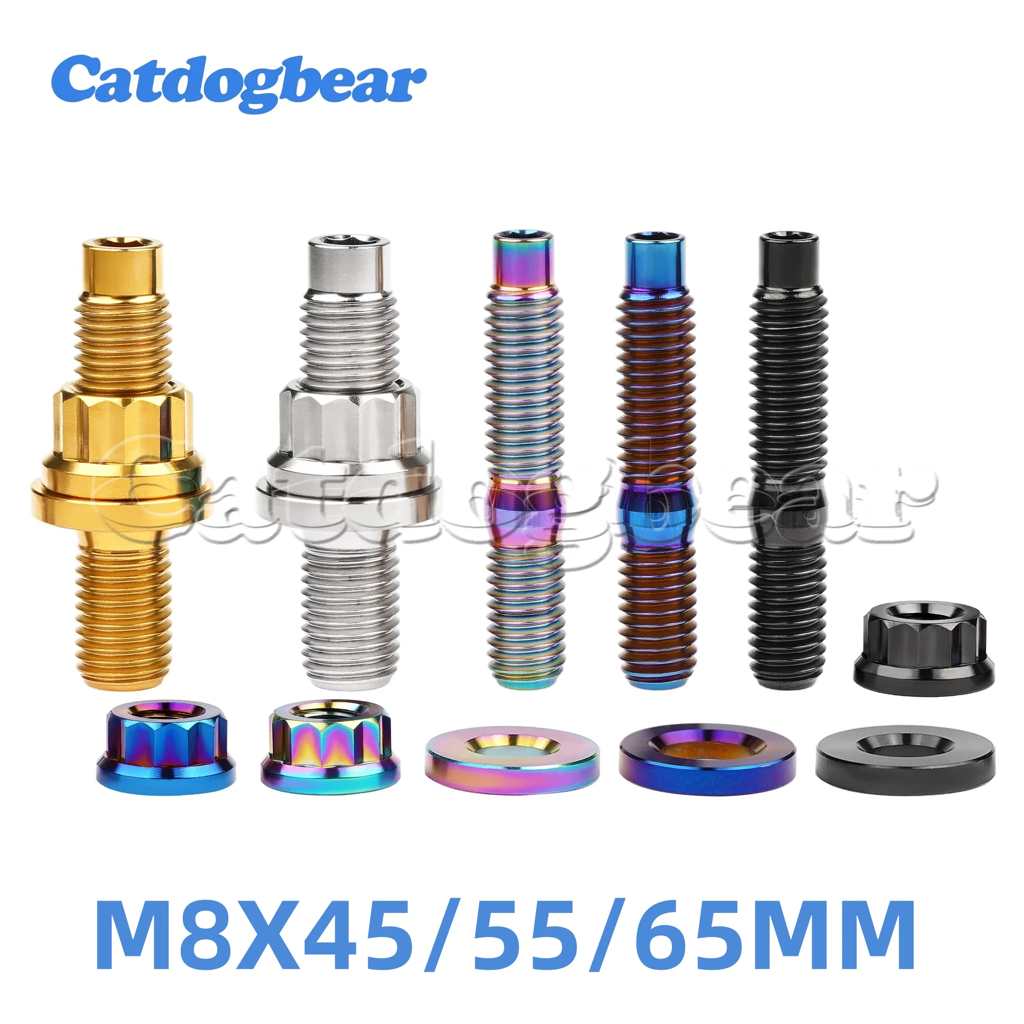 

Catdogbear Titanium Bolt M8x45/55/65MM Alloy Automotive Exhaust Manifold Stud Bolts Nuts Washers Kit Set