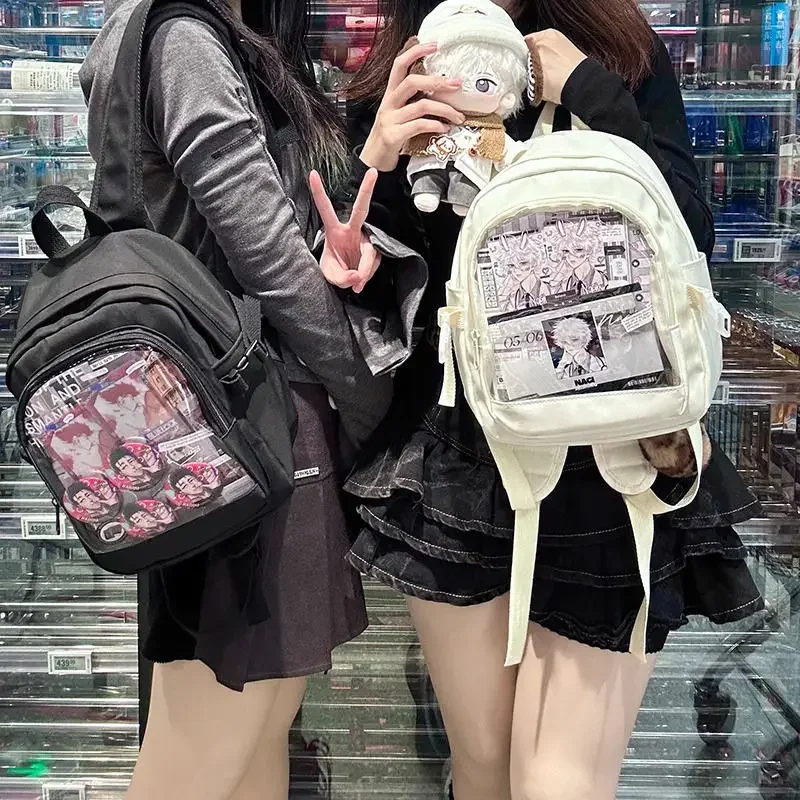 2024 Korean Fashion Y2K Mini Backpack Women Kawaii Itabag Transparent Pocket With Badges Display Plate Ita Backpack Girls Bags