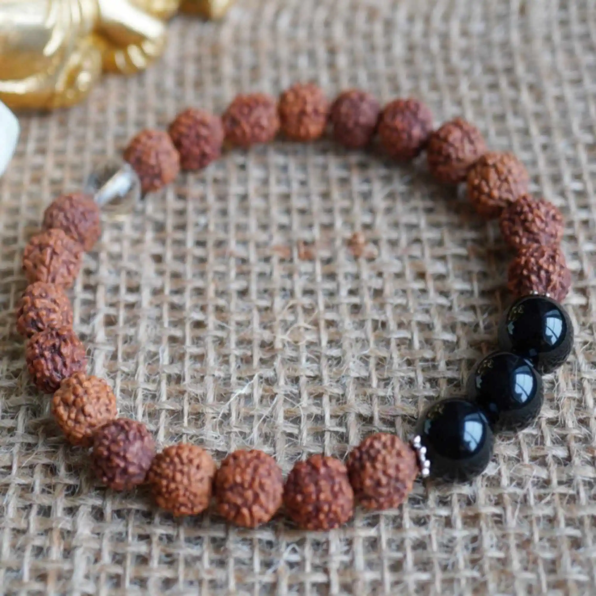 6mm Natural Rudraksha gemstone black agate beads Bracelet Elegant Relief Yoga Wrist Jasper Jewelry Colorful Restore Prayer