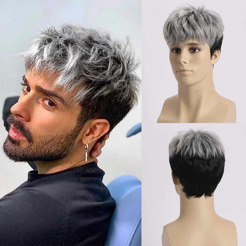 

Mens Synthetic Short Curly Wig Fashion Style Party Date Daily Use Natural Looking Cosplay Hairpiece