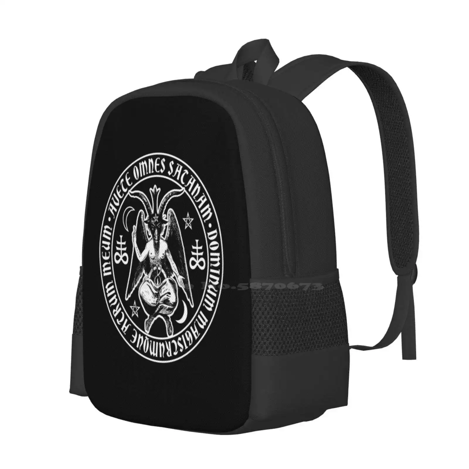 Baphomet & Satanic Crosses With Hail Satan Inscription 3d Print Design Backpack Student Bag Baphomet Lucifer Witchcraft Pagan