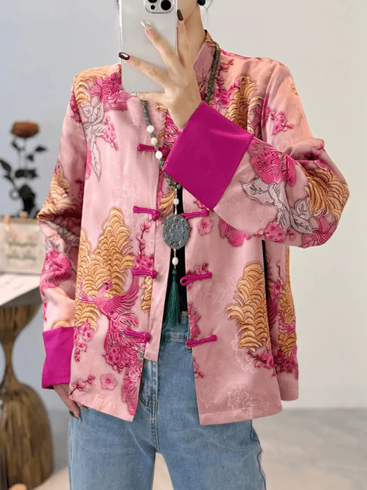 

New 2025 Spring Young Sle Retro Chinese Coat Daily Vintage Top Young People's New Chinese Sle Long Sve Flora...